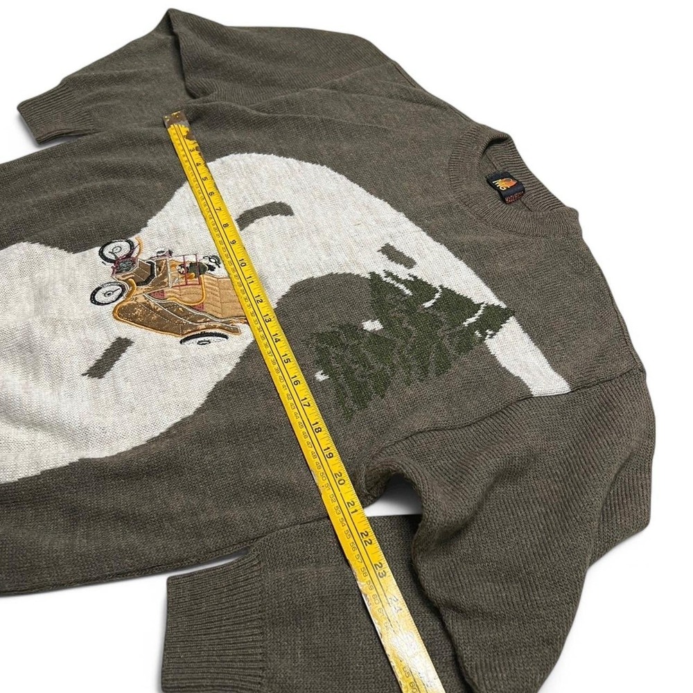 MG Sweater Mens 48 Brown Vintage Car Alpaca Wool Intarsia Knit Made in Italy - Picture 8 of 8